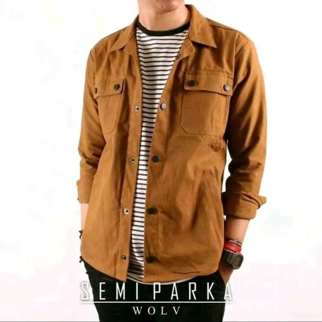 Trucker jaket semi parka laki-laki | kemeja semi parka dewasa