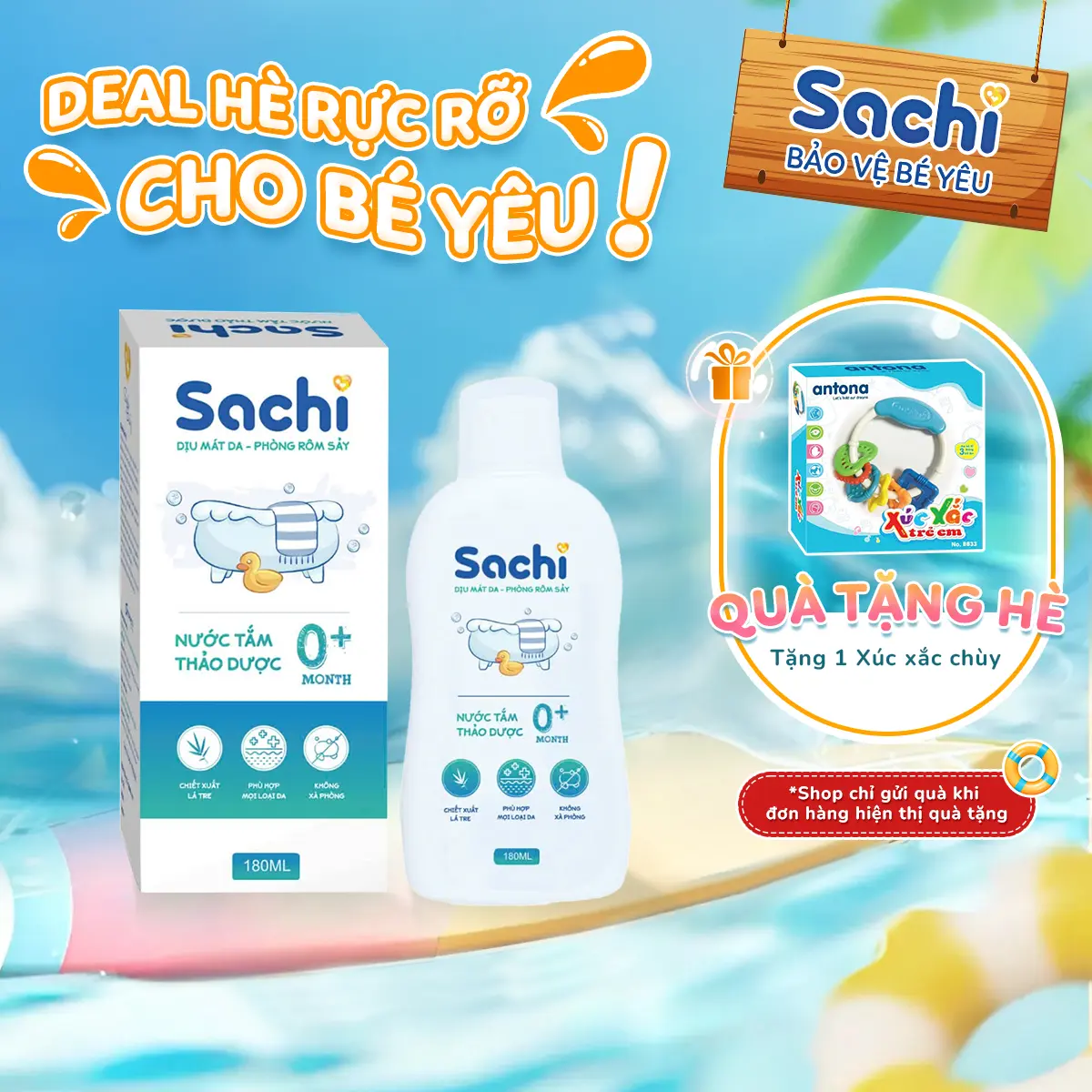 Nước Tắm Thảo Dược An Toàn Cho Bé SACHI Chai 180ml Làm Sạch Nhẹ Nhàng Diu Mát Da, Ngăn Ngừa Mảng Bám Da Đầu