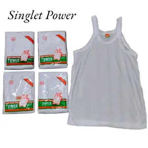 Singlet Pria Power - Baju Atas Lengan Pendek Putih untuk Pria