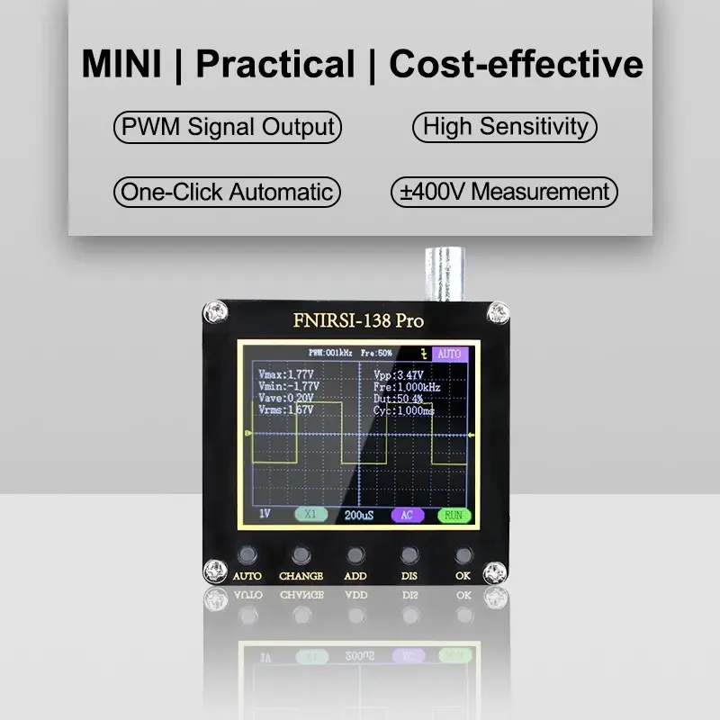 FNIRSI-138 PRO Handheld Digital Oscilloscope 2.5MSa/s 200KHz Analog Bandwidth Support AUTO,80Khz PWM And Firmware Update