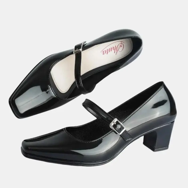 Women Korean Fashion Elegant Heels Black Shoes for School/Office