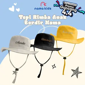 Topi Rimba Bordir Nama Anak Bayi Topi Rimba Costum Bordir Topi Anak Perempuan Laki-Laki Lucu Murah