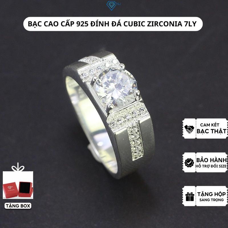 Nhẫn bạc 925 nam đính đá bản nhỏ NNA0527 - Trang Sức TNJ