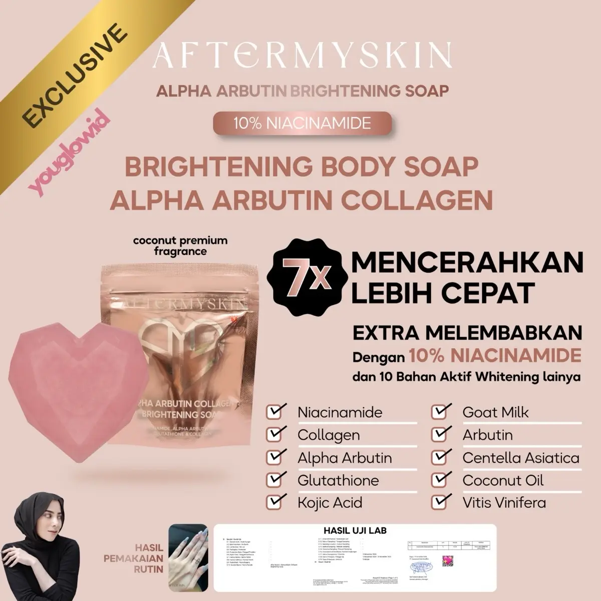 【Re-Launch】AFTERMYSKIN - Alpha Arbutin Collagen Brightening Body Bar Soap 45g Niacinamide 10% Afterskin After Skin Official Original by Andhitairianto BPOM sabun