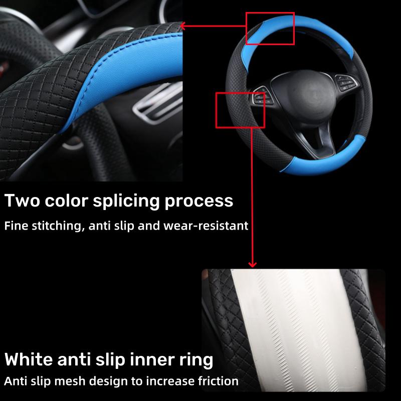 Product Introduction of Advanced PU leather car steering wheel cover, anti slip and wear-resistant, universal for all seasons, car steering wheel cover, car handle cover 2