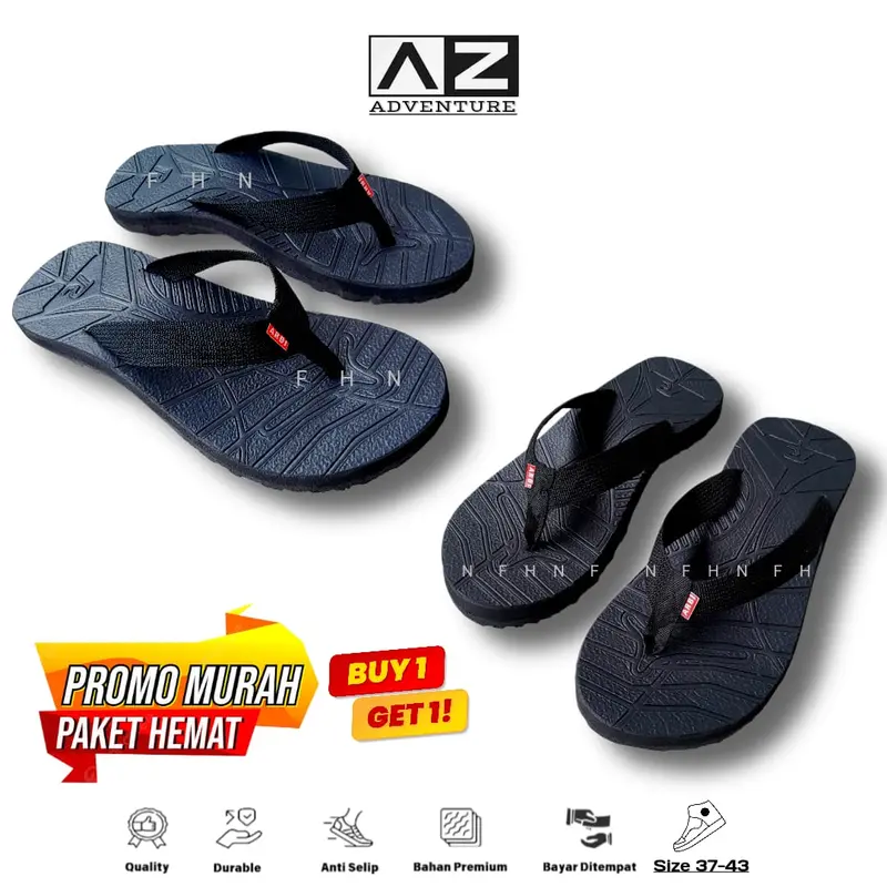 [ PAKET HEMAT ] Sandal Gunung Jepit Outdoor Dewasa Insole Eva-Pressed Side Guard Protector Non-Marking Rubber Outsole - Gratis 1 Sendal Pria Wanita sandal  buy 1