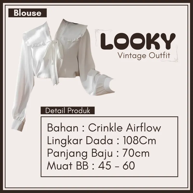 OOTD Vintage Kekinian | Setelan Retro Wanita Kekinian | Blosue Pita Putih + Rok Ruffle Coklat SK006 1