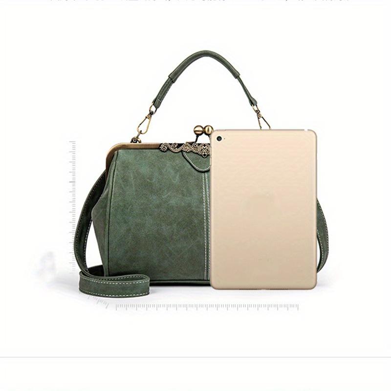 Product Introduction of Retro Handbag With Kiss Lock, British Style Crossbody Bag, Women Clip Purse With Top Handle 0