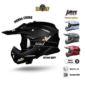 Helm Cross Trail JPN MONSA Solid Original + Goggle / Kacamata JPN Original SNI Motorcycle - Super Ringan & Kuat