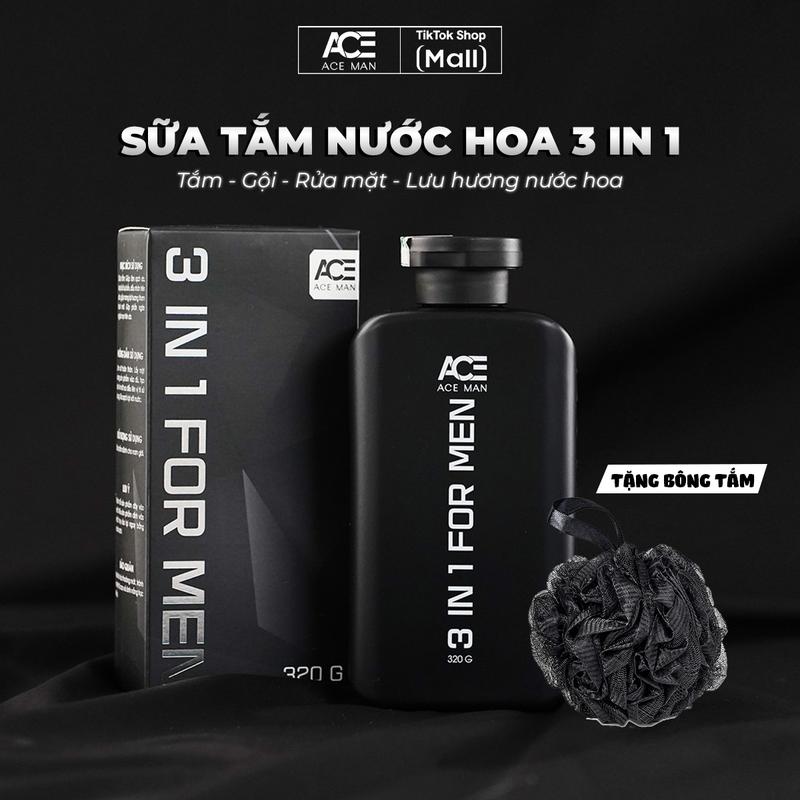 [TẶNG QUÀ] Sữa tắm nước hoa 3IN1 ACEMAN PREBIOTIC 320ML cho nam Tắm gội rửa mặt tiện lợi chiết xuất thiên nhiên lưu hương 6h