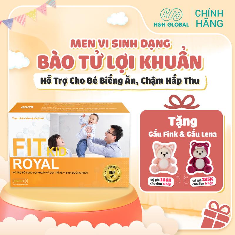  Men vi sinh cho bé FitKid Royal - Bào tử lợi khuẩn Anh Quốc dành cho trẻ biếng ăn kém hấp thu 20 ống x 5ml 