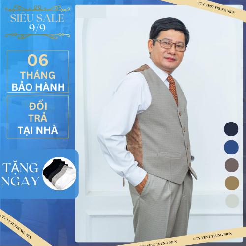 áo gile nam - áo gile nam trung niên chất liệu cao cấp Menswear Có Túi