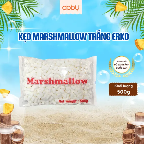 [ABBY] Kẹo bấc Marshmallow Erko 1,5kg -  vị ngọt thanh nhẹ, thơm mềm, dễ ăn - Làm Nougat, Cookie, ăn vặt