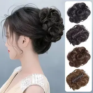 Jepit Rambut Cepol Rambut Palsu Wig Sanggul Tambahan Rambut Halus / Hair Bun Synthetic Hairpins Claw Clip Bun Cepol Fake False Hair / Jepitan Rambut Palsu / Jepit Wig Rambut / Jepit Sanggul / Jepitan Rambut Keriting Palsu Wanita Elegan