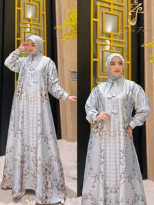 Zalika Fashion Gamis Alisa Dress Bahan Almeera Silk Premium Printing Motif Bunga Desain Terbaru 2025 Allsize Fit To XL
