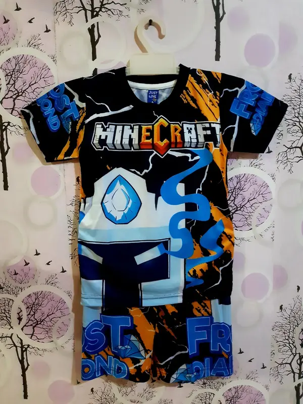 BAJU MINECRAFT ANAK LAKI LALI | SETELAN GAMBAR FROSTDIAMOND VIRAL 1