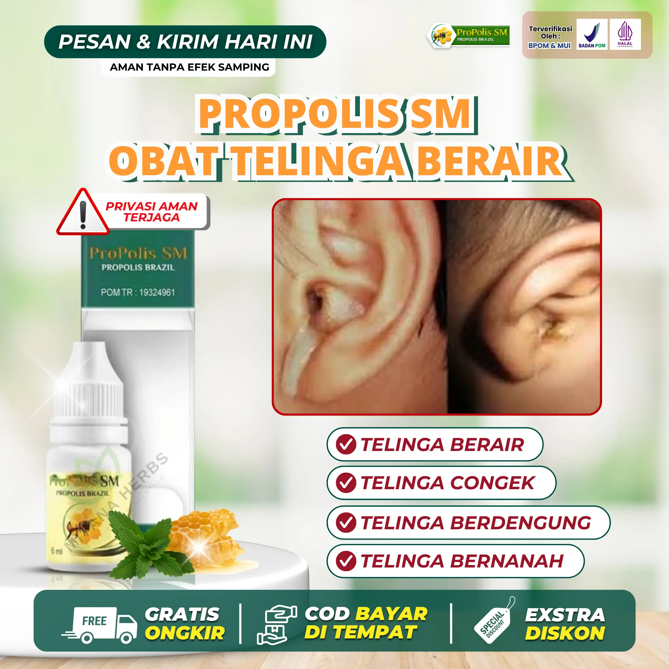 Obat Telinga Congek Telinga Bernanah Telinga Berair dan Bau Telinga Gatal Kotoran Telinga Keras Telinga Berdengung Propolis Sm Tetes Telinga Ear Isi 6ml
