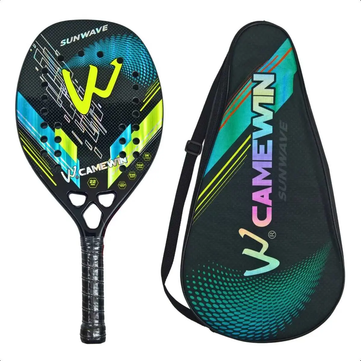 Raket Padel Round 3K Carbon Fiber 325g Ringan Sweet Spot Lebar