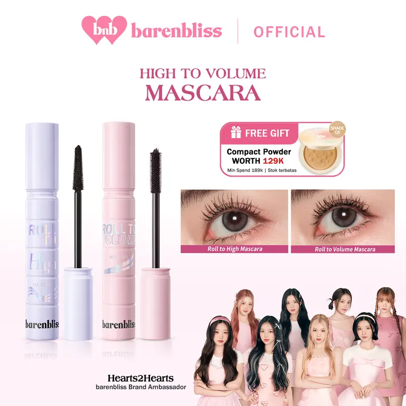 【BEST PRICE】BNB barenbliss Roll High To Volume Mascara 「Long Lasting Waterproof Smudgeproof」- Volumizing Mascara | Lengthening Mascara | Maskara dengan Vitamin E, 24 Jam Panjang & Lentik, Tanpa Gumpal: Korean Roll To Volume Mascara 0