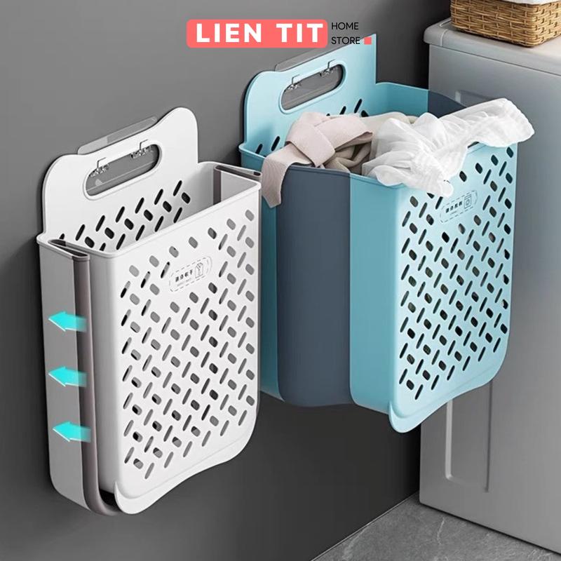Thùng Sọt Đựng Đồ Đa Năng Gấp Gọn, Giỏ Đựng Quần Áo Bẩn Treo Tường Nhà Tắm, Rổ Để Đồ Giặt Tiết Kiệm Không Gian TẶNG MIẾNG DÁN DỰ PHÒNG