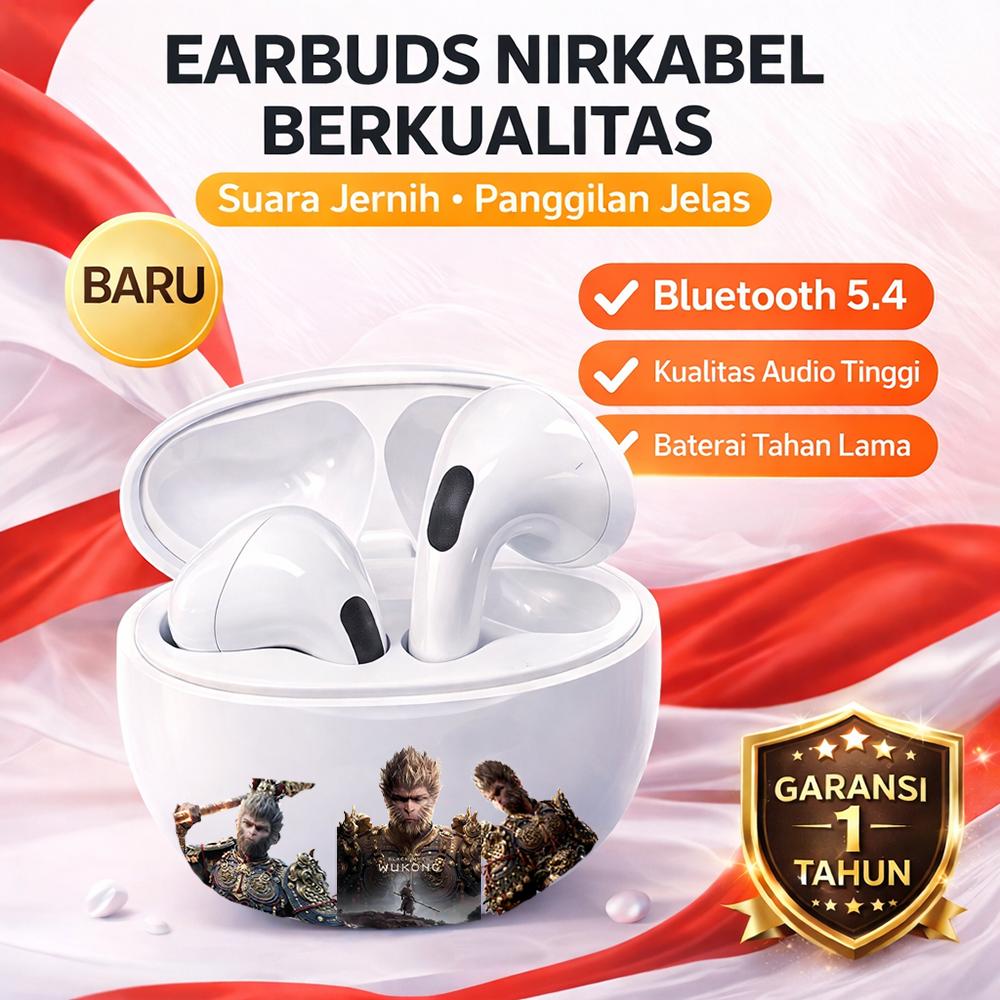 Black Myth Wukong TWS Bluetooth 5.4 Earbuds – Suara Jernih, Koneksi Cepat, Noise Reduction, Ringan & Nyaman Dipakai