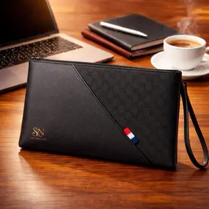 SHEDZAN Brothers Tas Clutch Unisex Terbaru Elegan & Fungsional PU Leather Premium dengan Kantong Dalam & Tali Pengait Praktis Cocok untuk Traveling Kerja Hadiah Spesial Pria