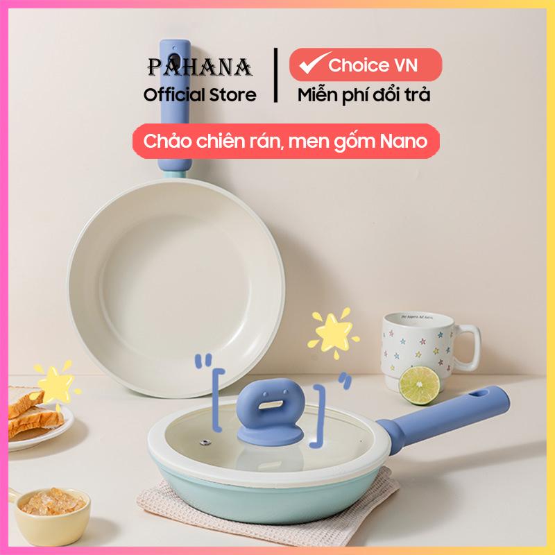 Chảo chống dính men gốm nano đáy từ dùng mọi loại bếp size to 26cm chiên, rán, xào siêu bền, chống dính tự nhiên PAHANA