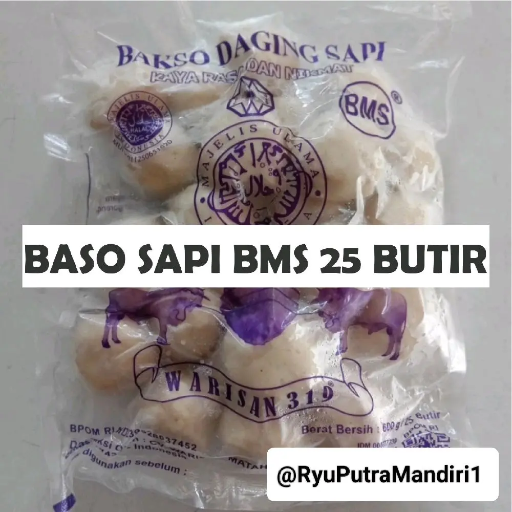 Bakso Sapi Warisan BMS Isi 25Butir- Frozen Food Bakso Daging Sapi Sertifikasi Halal
