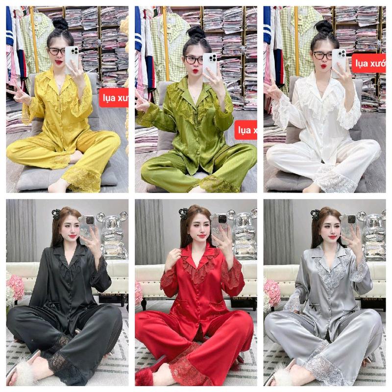 Đồ Bộ Pijama Lụa Xước/lụa latin Tiểu Thư Phối Ren Nhiều Mẫu (size 40-60kg) Đồ Ngủ Nữ Women Nhung Pijama Quần Ngủ Áo Ngủ