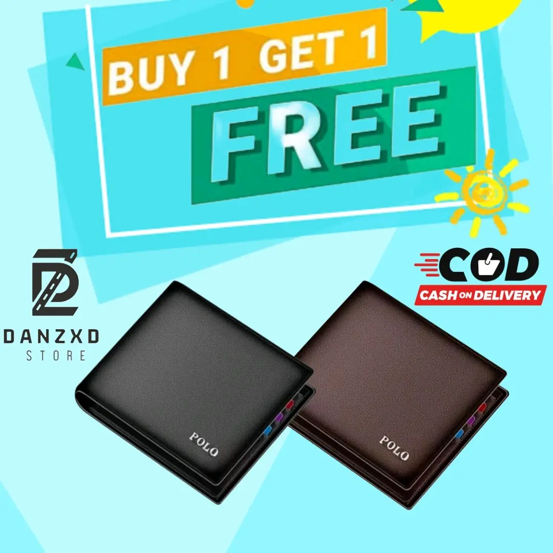 BELI 1 GRATIS 1 DOMPET POLO KULIT SINTESIS  Pria Kartu Uang Hitam