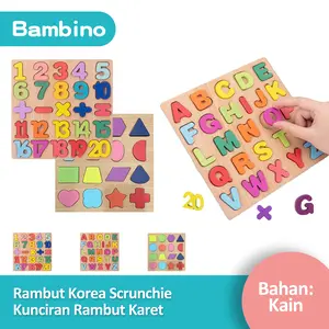 BAMBINO Kids Baby Wooden Educational Jigsaw Puzzle Kids Early Education Puzzle Toys Number Shape Alphabet Wood Puzzle Kayu Anak Games