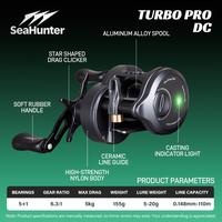 Gambar [OFFICIAL] SeaHunter Turbo Pro DC Drum Reel Baitacasting,Sistem Pengereman Elektronik Cerdas DC, 5+1 Bearing Tertutup Ganda,Daya Tarik Maksimum 5kg, Rasio Gigi 6.3:1, Spool Aluminium Ringan,Tali Nilon Ultra Ringan Berkekuatan Tinggi 155G buyi zing mancing - Kiri dari SeaHunter Tackle Store Kab. Tangerang 3 Tokopedia