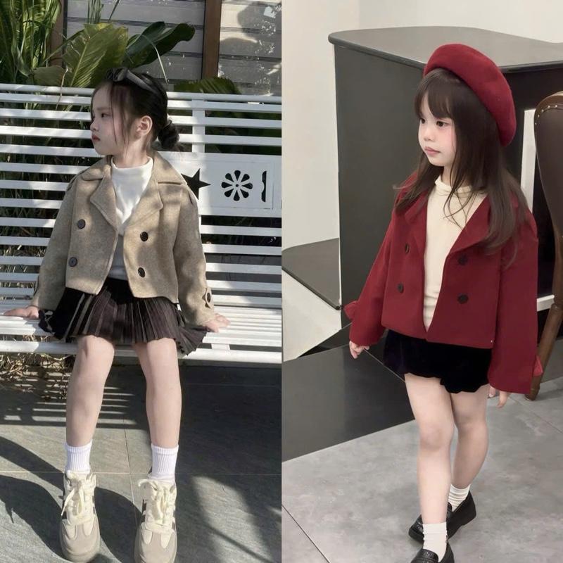 Áo khoác dạ ép 2 lớp bé gái áo khoác dạ ép phù hợp bé gái 13-40kg - Dưa Hấu Đỏ Kid