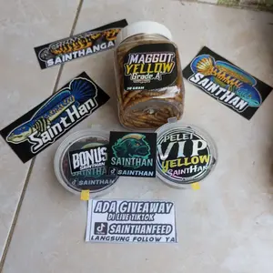 Maggot Yellow, Blue, Red SaintHan Grade A++ Kemasan Baru untuk Channa Ys, Maru, Auranti, Blue Pulchra, Stewarti, Andrao untuk proges warna pada ikan channa