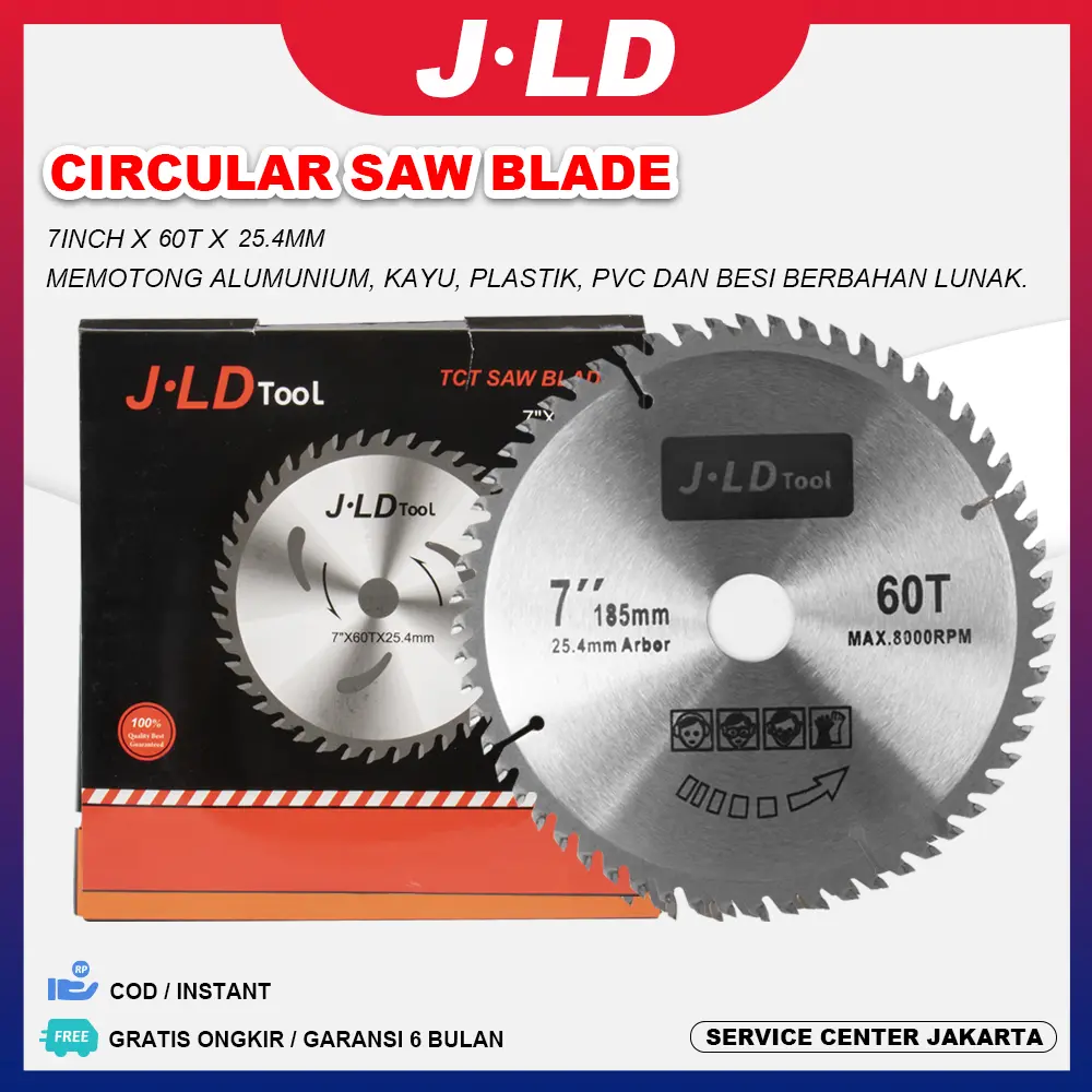 JLD 7Inch Mata Pisau Kayu Circular Saw Blade 60T 185mm Mata Gergaji Circular Saw - Mata Gergaji Kayu