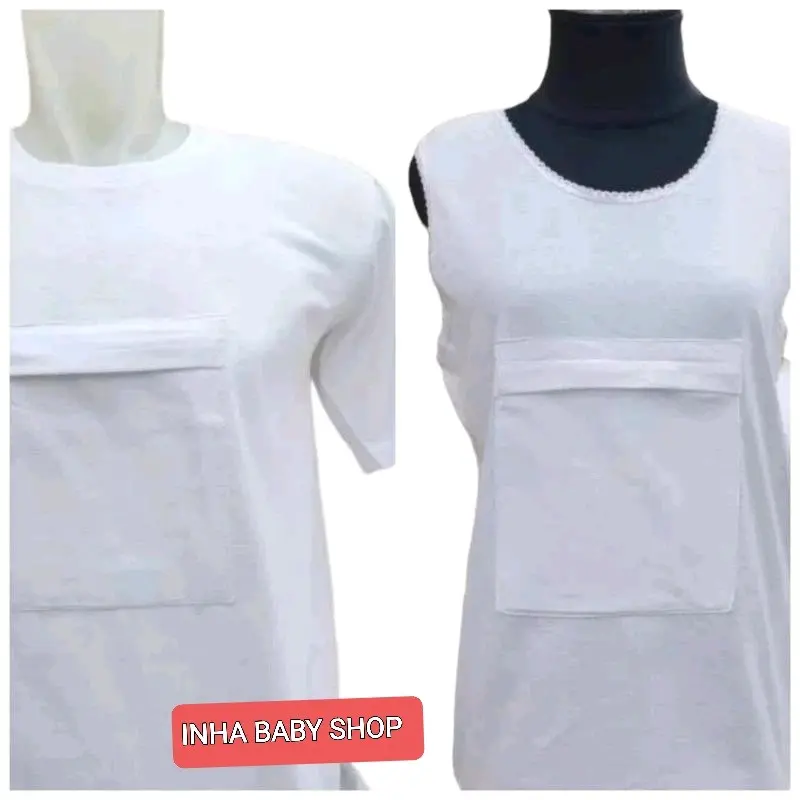 Atasan Haji Wanita Putih Kantong Resleting/Oblong Haji Dan Umroh Wanita Katun Spandex Tank Singlet Lembut 1