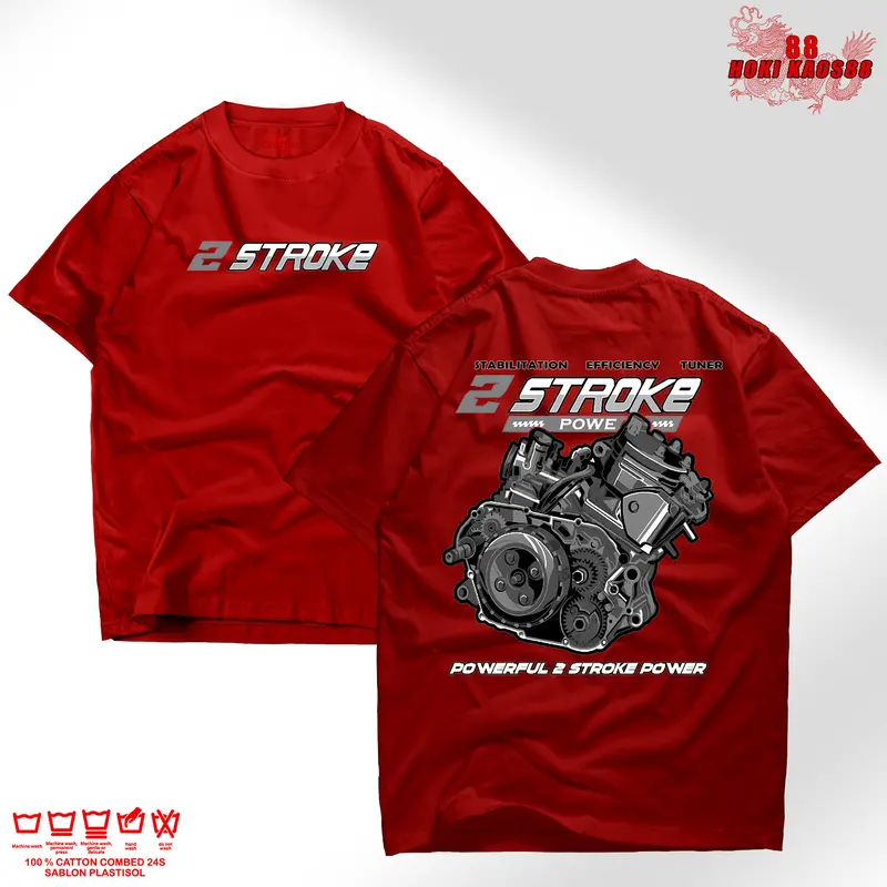 Hoki Kaos88 Kaos Distro 2 Stroke V.1 Racing Style Unisex Pria Wanita Cotton Combed 30s Hoki Kaos88 Baju Motor Keren Oblong Surfing Anime Bisa Cod Katun Sablon Samping Jepang 2