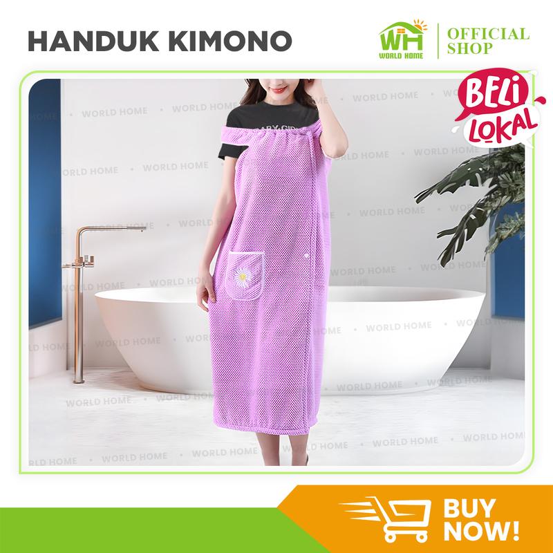 WORLDHOME - Handuk Kimono Microfiber Daya Serap Tinggi Praktis Dengan 3 Pilihan Warna 0