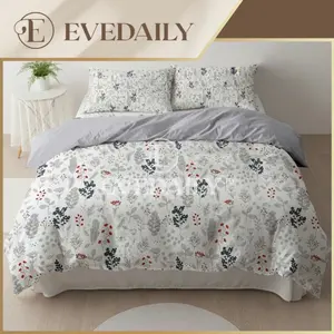 Bed Cover Set Keira Mix Silver - Bunga Putih - 90x200 - 200x200 - Evedaily