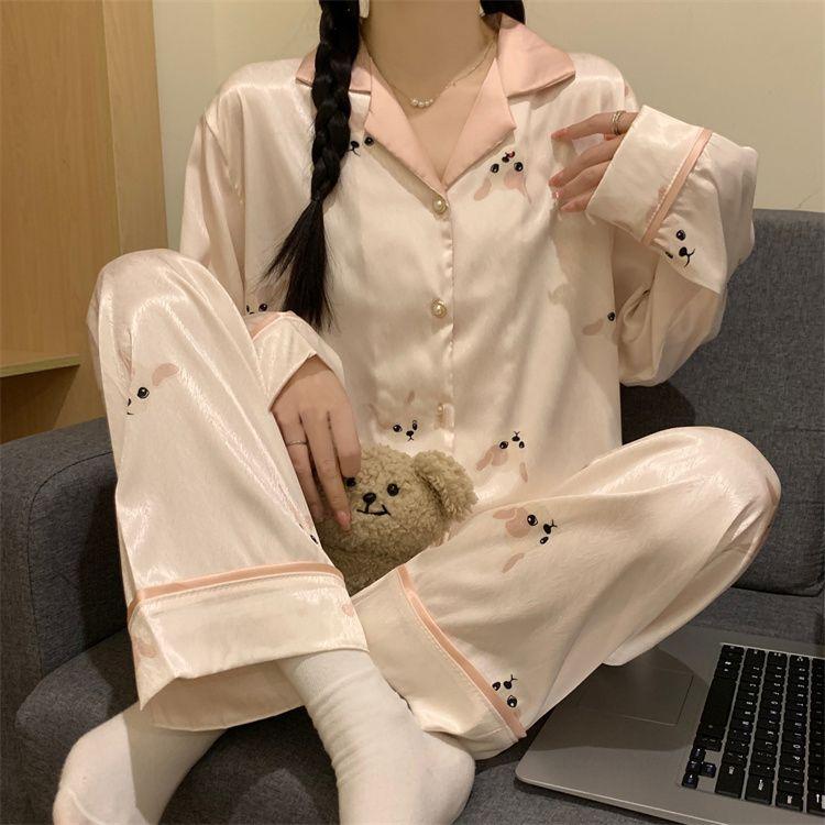 Product Introduction of Bộ Đồ Ngủ Dài Tay Lụa Lạnh Cao Cấp Phong Cách Pháp Quần Dài Mới Mùa Mùa Xuân Và Mùa Thu 2023 Cho Nữ Bộ Đồ Mặc Nhà Ins Cho Học Sinh 8