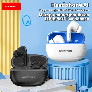 Greatwall Wireless Headset Bluetooth AI dengan peredam bising dan terjemahan cerdas dalam 148 bahasa untuk bepergian dan berolahraga. Tersedia untuk iOS dan Android.