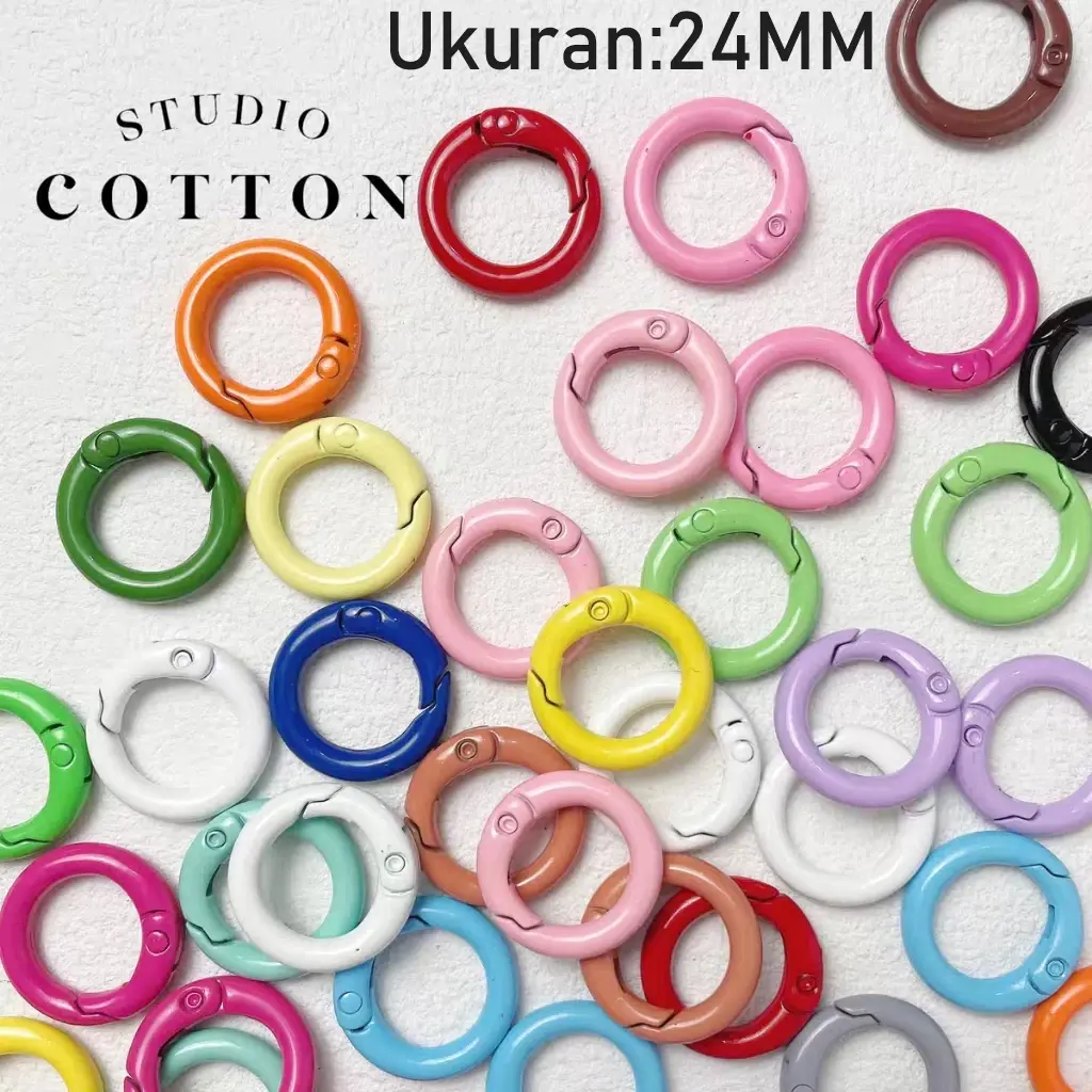 【10pcs】Lot Klip Kait Gantungan Kunci diy gantungan kunci kait gantungan kunci Gesper bulat logam berwarna-warni