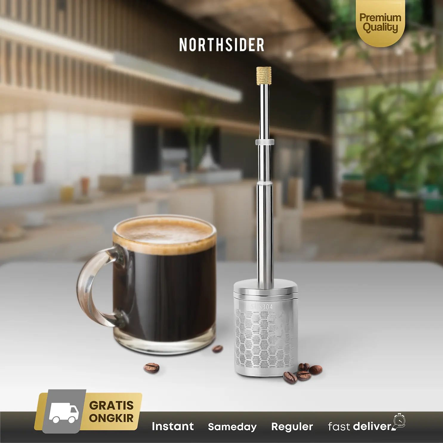 Saringan kopi teh Stainless steel Portable French Press Coffee and Tea HTS03