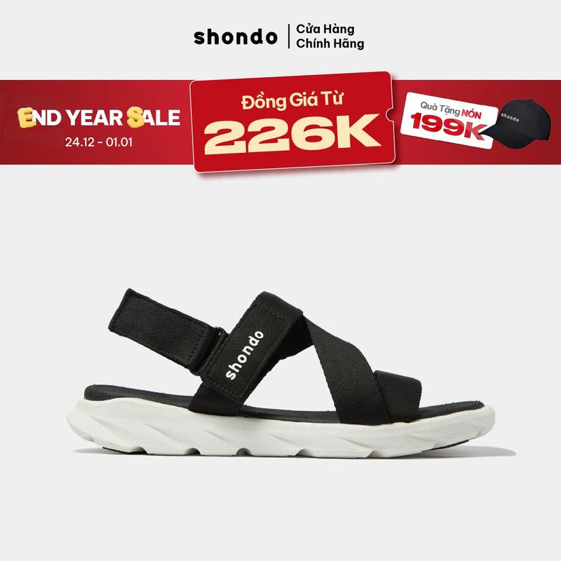 Giày Sandal Nam Nữ SHONDO F6 Sport Thời Trang Nhẹ Êm Đi Học Đi Làm Đế Cao 3cm Màu Đen Trắng F6S003