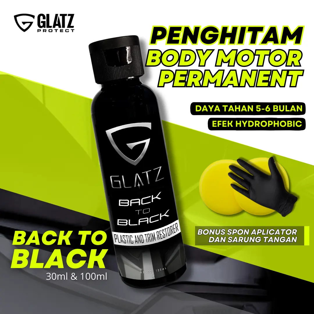 Penghitam Body Permanen Trim & Plastik Restorer / Dashboard / Body Motor Bac to Black Glatz / Penghitam Body Kasar Motor pembersihbodykasar Car