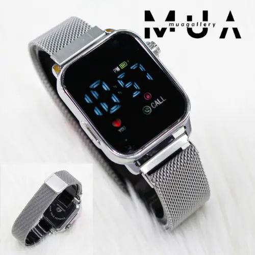 Jam Tangan Wanita Led Watch Digital Laya Kaca Tali Rantai Pasir Magnet LED Digital Model Kekinian Digital 3