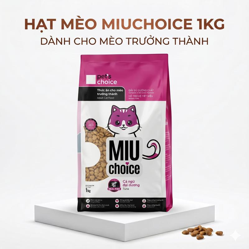 Hạt Cho Mèo Trưởng Thành Miuchoice Vị Cá Ngừ - Hỗ Trợ Tiết Niệu