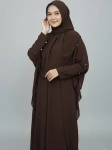 Erika Abaya Kaftan Set Hijab Wanita Kekinian Elegan Umroh Bahan Ceruty Babydoll Busui Friendly