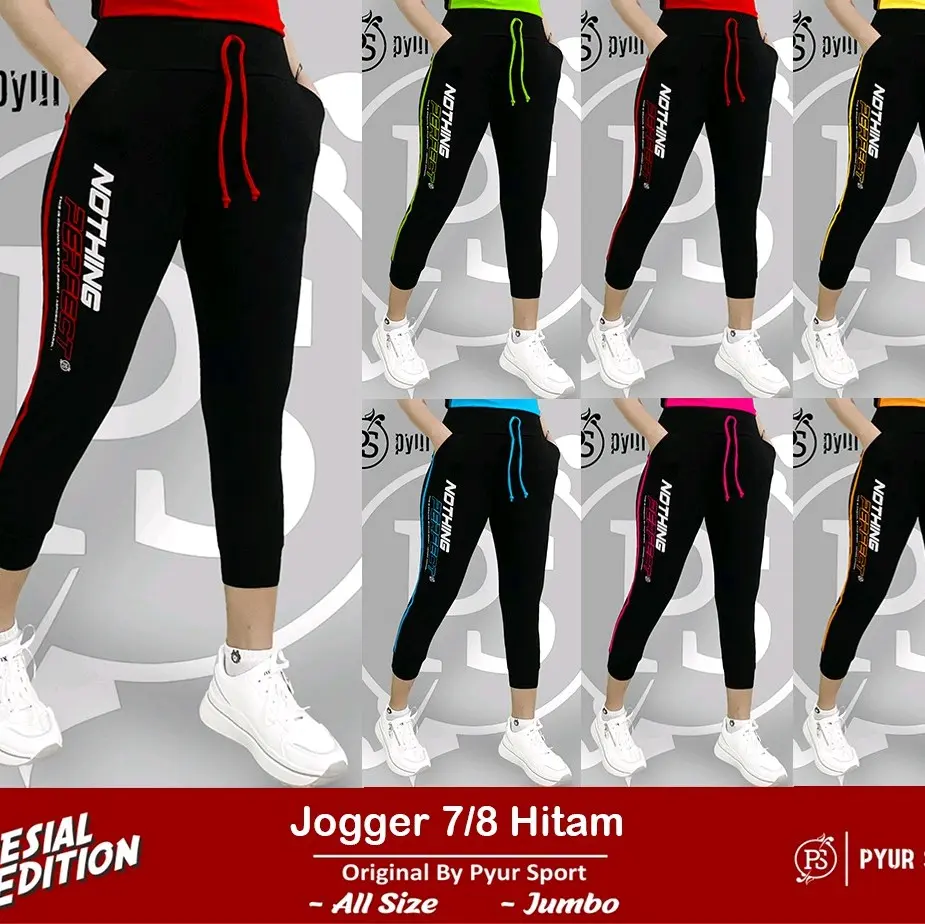 joger tujuh perdelapan warna kombinasi sablon dan list senam,zumba,aerobic,fitnes Celana Wanita