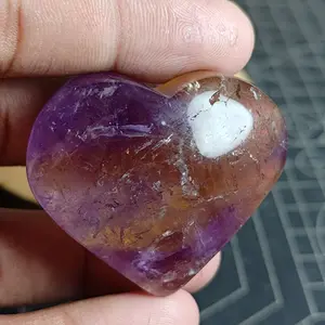 Natural Ametrine Heart (7) Asli Batu Alam